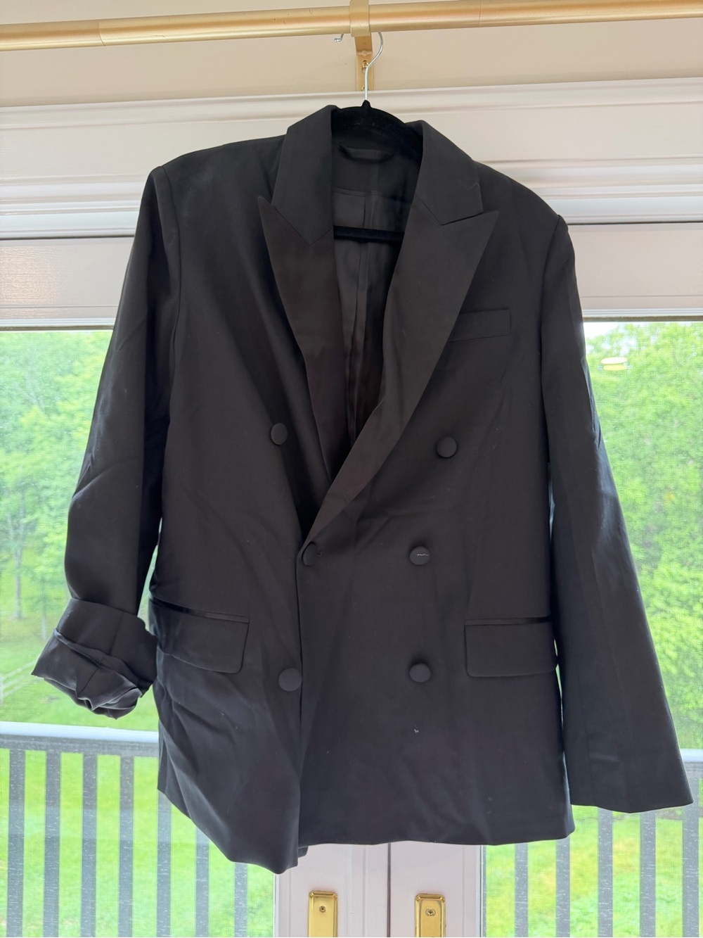 COS Black Double-Breasted Tuxedo Blazer